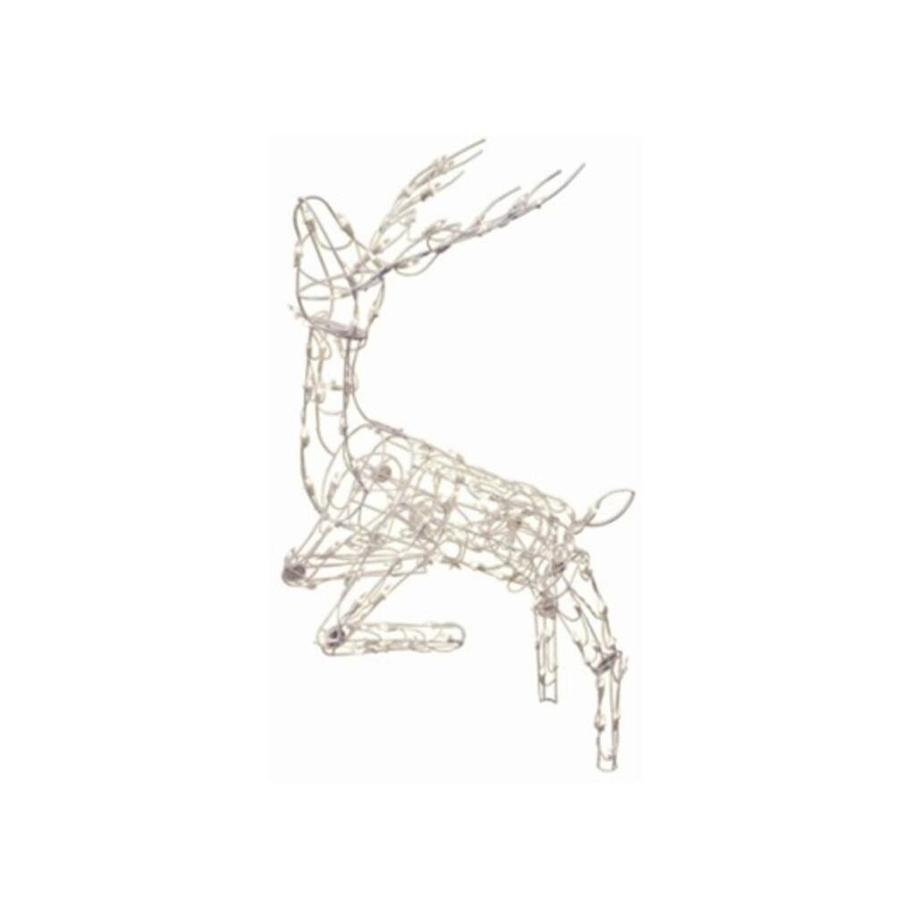 50 Pre Lit Multi Posing White Reindeer Christmas Yard Art Decoration